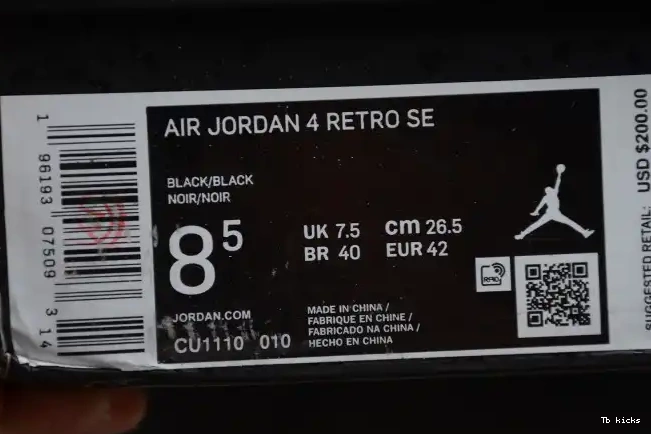 Reps TBK Cat Black Air Jordan 4 CU1110-010 (2020) 0608